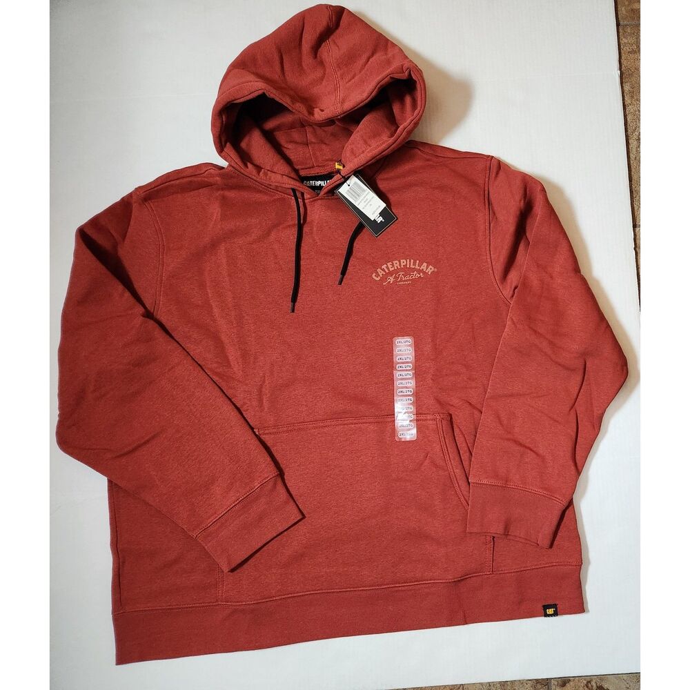 Caterpillar CAT Graphic Pullover Hoodie Red Ochre Men’s 2XL